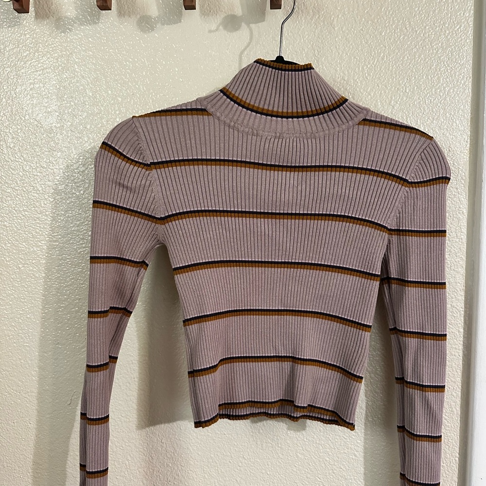 Pink Republic Ribbed Top with Purple and Gold Stripes
